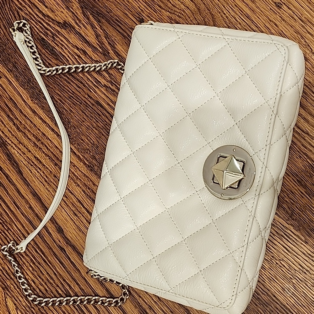 Kate Spade cream white quilted shoulder bag